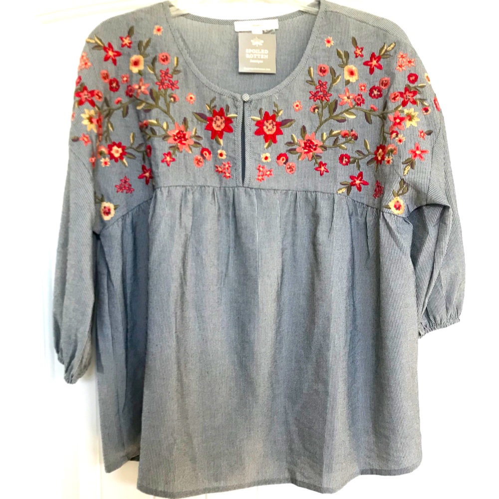 Embroidered detail top